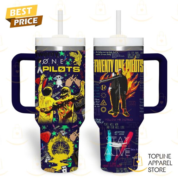 Twenty One Pilots Stay Alive Tumbler With Handle And Straw