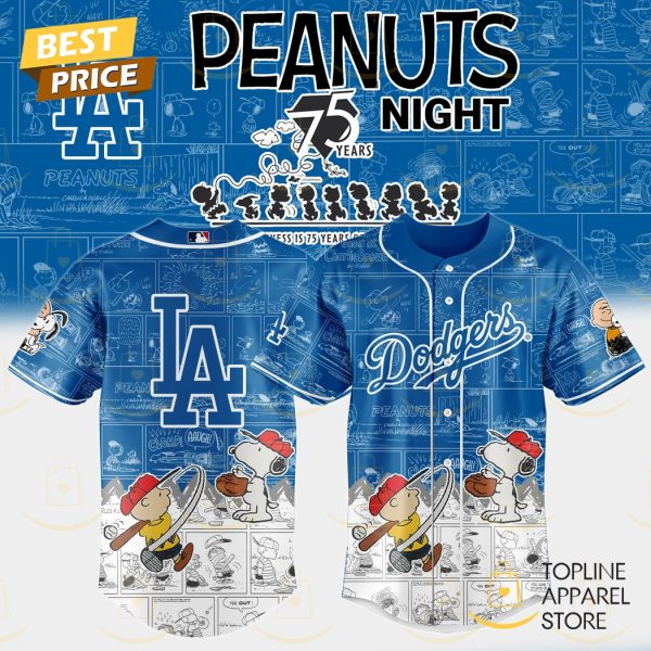 Los Angeles Dodgers x Peanuts Night 75 Years 2025 Baseball Jersey