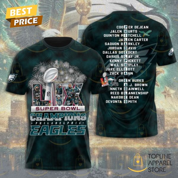 Philadelphia Eagles Football Super Bowl LIX Champions 3D T-Shirt