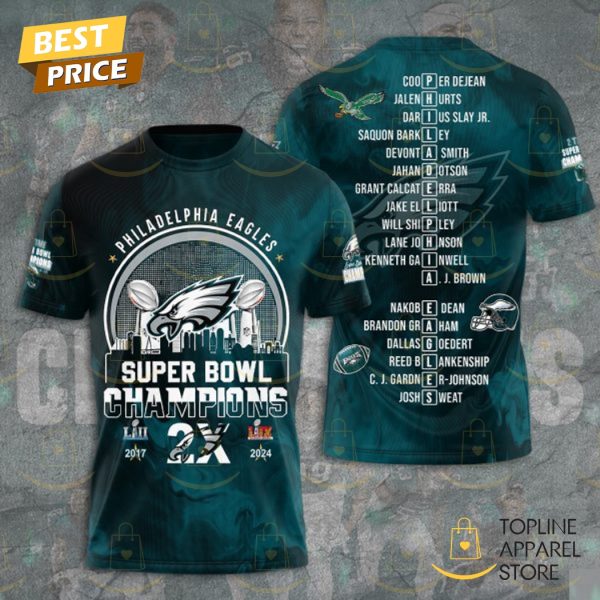 Philadelphia Eagles Super Bowl LIX 2X 2017-2024 3D T-Shirt