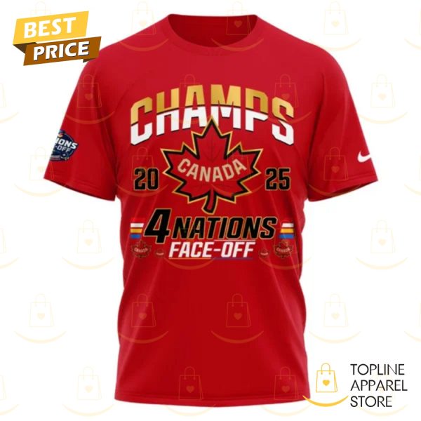 Canada 2025 4 Nations Face Off Champions Signature 3D T-Shirt