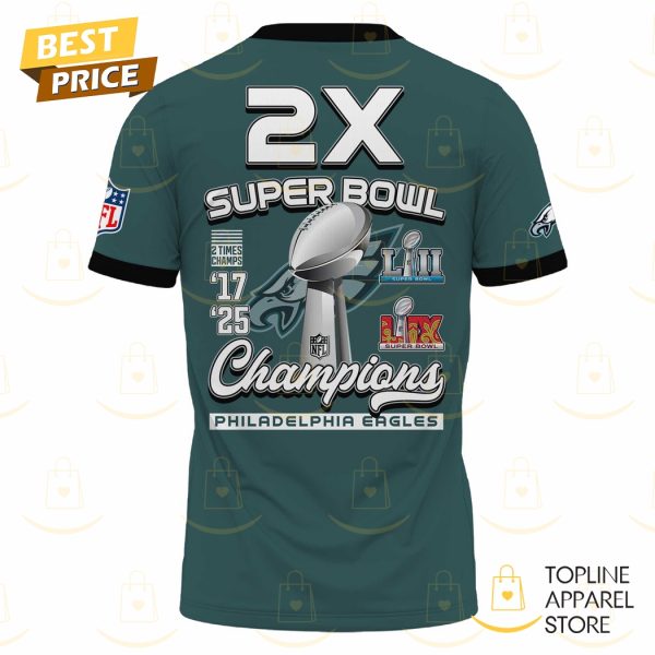 2X 2025 Super Bowl LIX Champions Philadelphia Eagles 3D T-Shirt