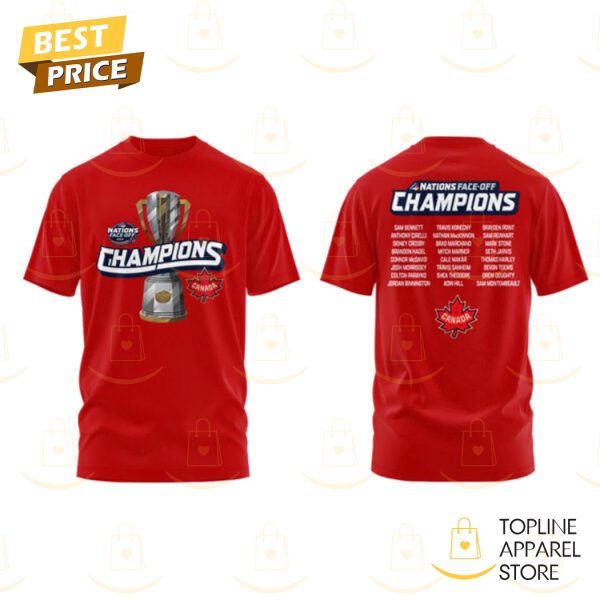 2025 4 Nations Face Off Champions Canada 3D T-Shirt – Red