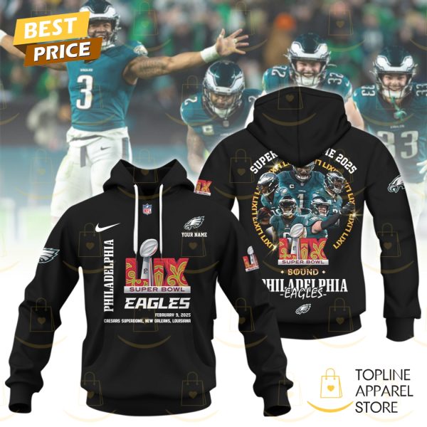 Personalized Philadelphia Eagles LIX Super Bowl Game 2025 Hoodie – Black