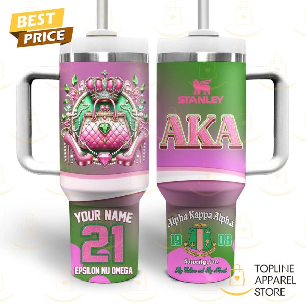 Personalized Alpha Kappa Alpha AKA Tumbler With Handle And Straw