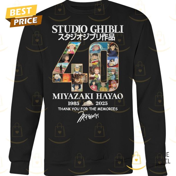 Studio Ghibli Hayao Miyazaki 40 Years 1985-2025 Signature Thank You For The Memories Unisex T-Shirt