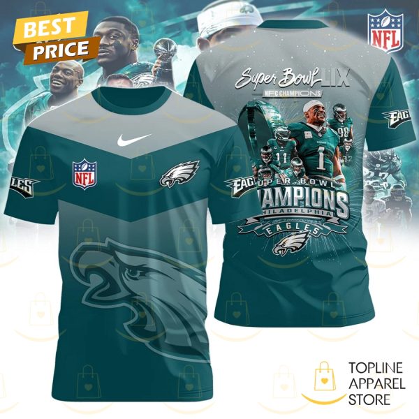 Philadelphia Eagles 2025 Champions Super Bowl LIX 3D T-Shirt