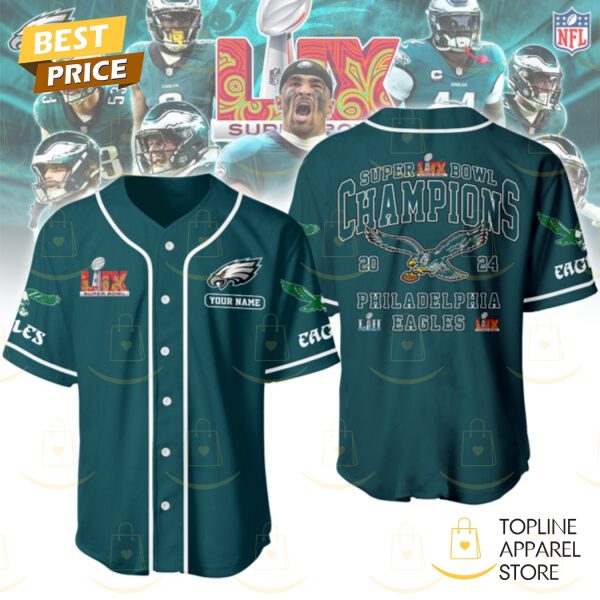 Personalized 2024 Philadelphia Eagles Super Bowl LIX Champions Baseball Jersey