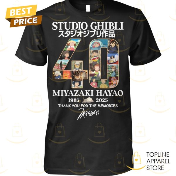 Studio Ghibli Hayao Miyazaki 40 Years 1985-2025 Signature Thank You For The Memories Unisex T-Shirt