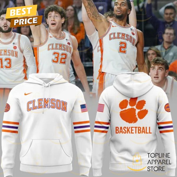 Clemson Tigers Men Basketball Hoodie – White