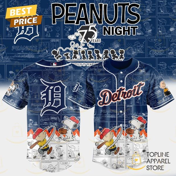 Detroit Tigers x Peanuts Night 75 Years 2025 Baseball Jersey