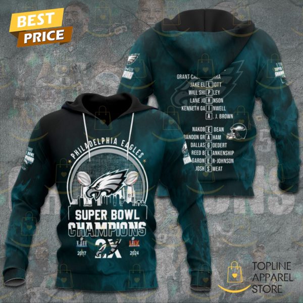 Philadelphia Eagles Super Bowl LIX 2X 2017-2024 Hoodie