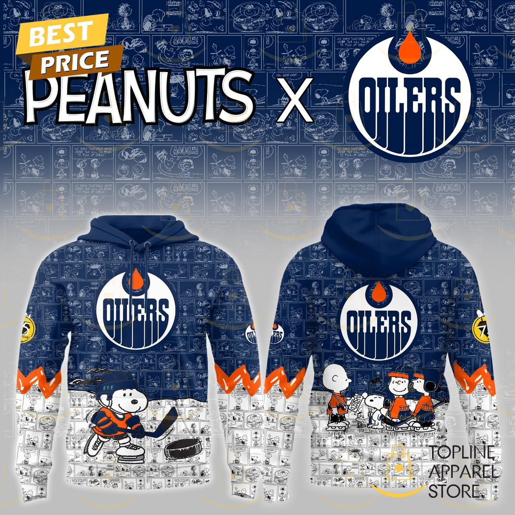 Edmonton Oilers x Peanuts Night 75th Years Hoodie Edmonton Oilers x Peanuts Night 75th Years Hoodie