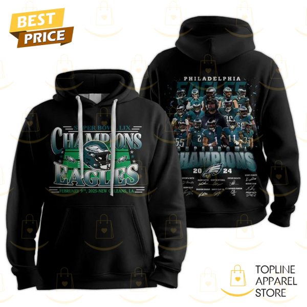 Philadelphia Eagles Super Bowl LIX Champions 2024 Signature Hoodie