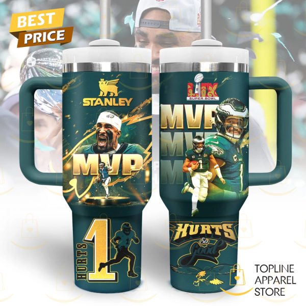 Jalen Hurts MVP Super Bowl LIX Champions Philadelphia Eagles – Hurts So Good Tumbler With Handle And Straw