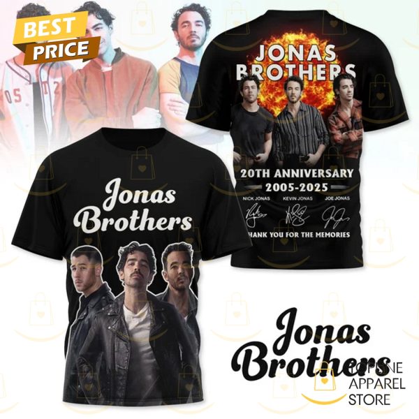 Jonas Brothers 20th Anniversary 2005-2025 Signature Thank You For The Memories 3D T-Shirt