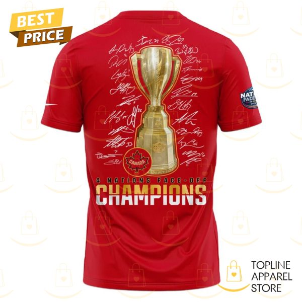 Canada 2025 4 Nations Face Off Champions Signature 3D T-Shirt