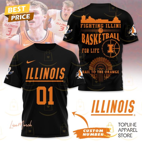 Personalized Illinois Fighting Illini Basketball For Life 3D T-Shirt – Black