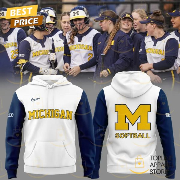 2025 Michigan Wolverines Softball Logo Hoodie – White