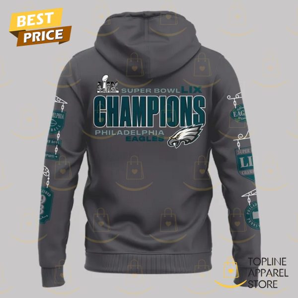 2025 Philadelphia Eagles Super Bowl LIX Champions Hoodie – Grey