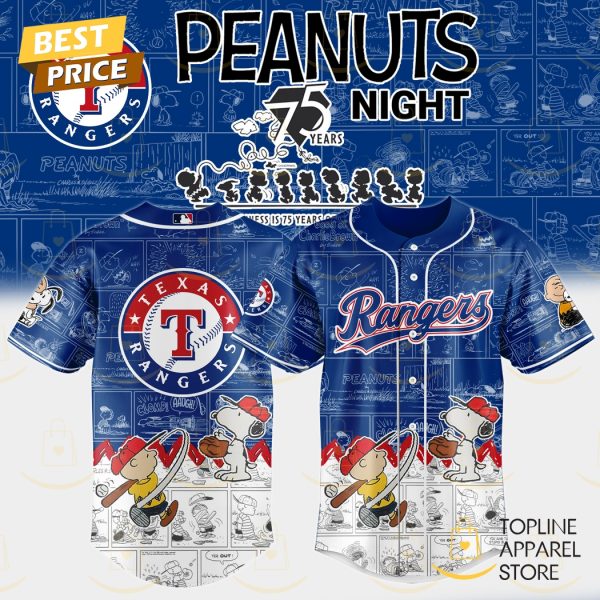 Texas Rangers x Peanuts Night 75 Years 2025 Baseball Jersey