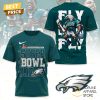 Philadelphia Eagles Champions Super Bowl LIX – Fly Eagles Fly 3D T-Shirt – Black