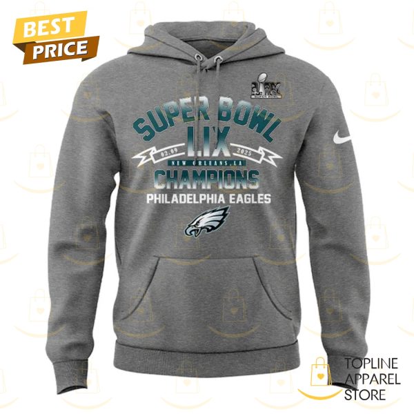 Philadelphia Eagles Super Bowl LIX Champions Hoodie – Grey