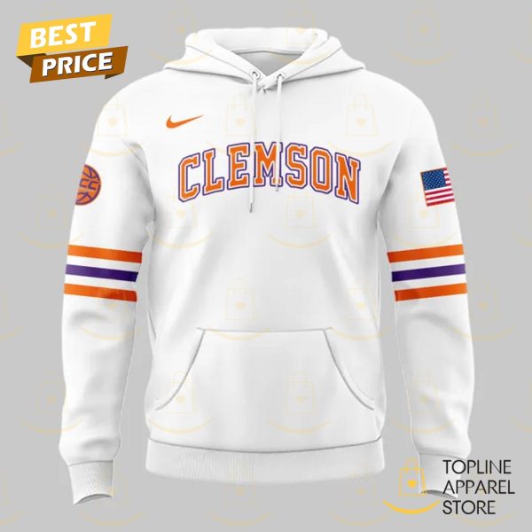 Clemson Tigers Men Basketball Hoodie – White