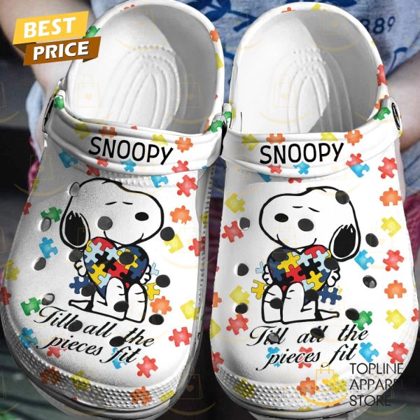 Snoopy Till All The Pieces Fit Autism Crocs