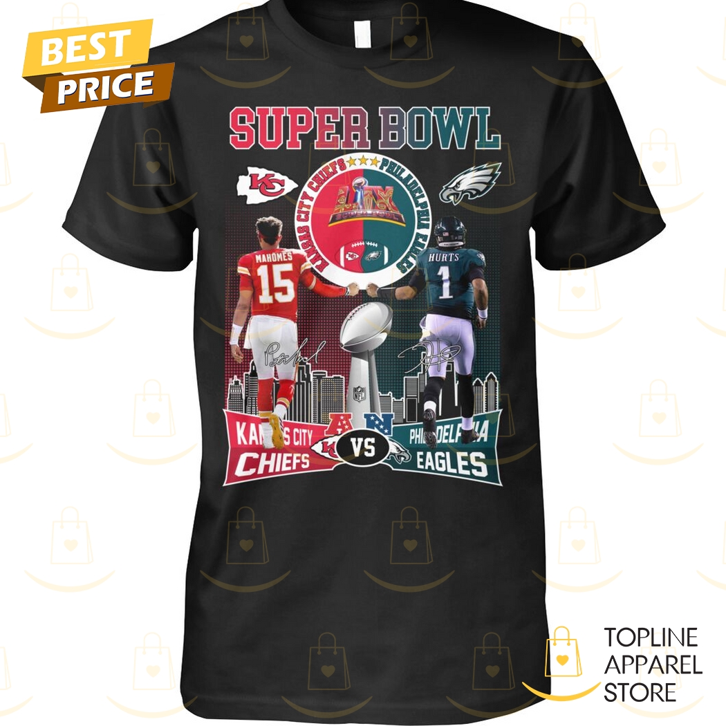 Super Bowl Kansas City Chiefs x Philadelphia Eagles Signature Unisex T-Shirt