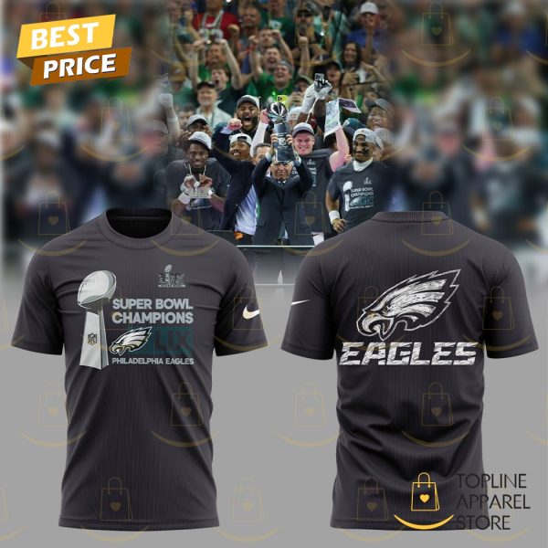 Super Bowl LIX Champions 2025 Philadelphia Eagles 3D T-Shirt – Grey