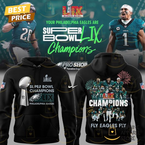 Super Bowl LIX Champions Philadelphia Eagles Fly Eagles Fly Hoodie – Black