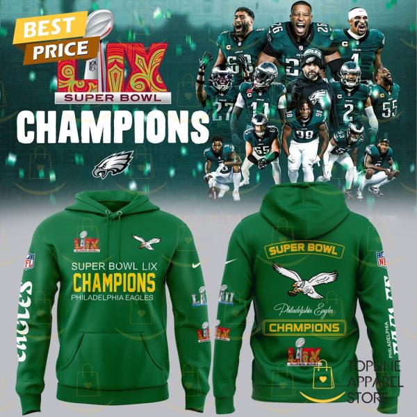 Super Bowl LIX Champions Philadelphia Eagles Hoodie – Green