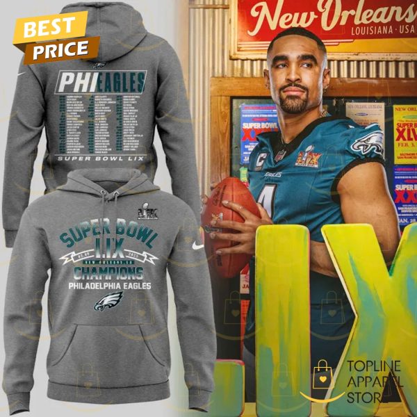 Philadelphia Eagles Super Bowl LIX Champions Hoodie – Grey