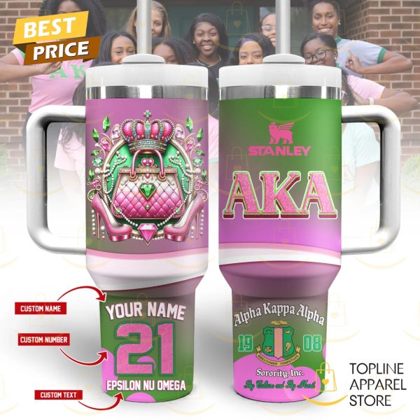 Personalized Alpha Kappa Alpha AKA Tumbler With Handle And Straw