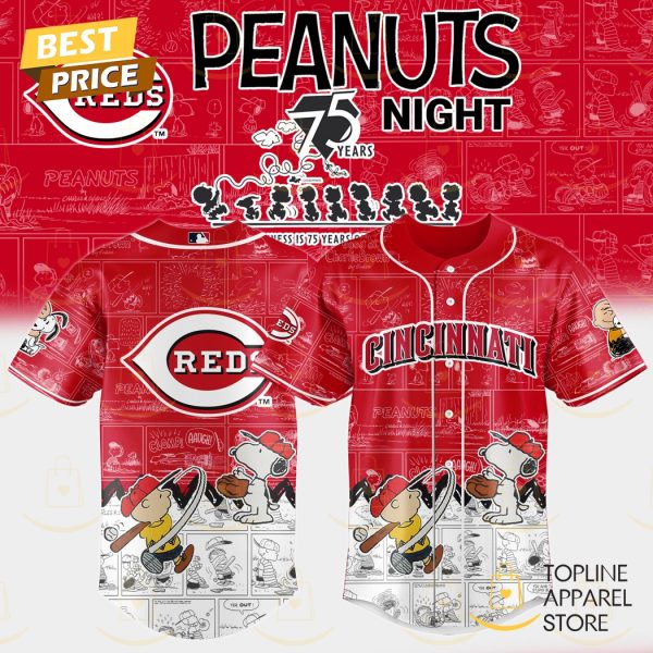 Cincinnati Reds x Peanuts Night 75 Years 2025 Baseball Jersey