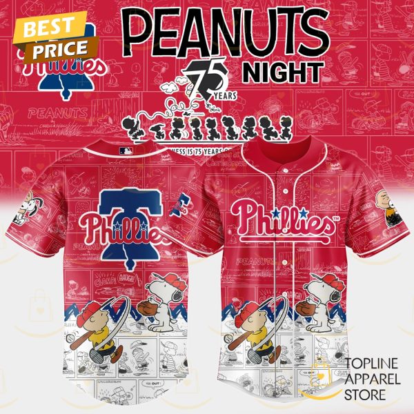 Philadelphia Phillies x Peanuts Night 75 Years 2025 Baseball Jersey