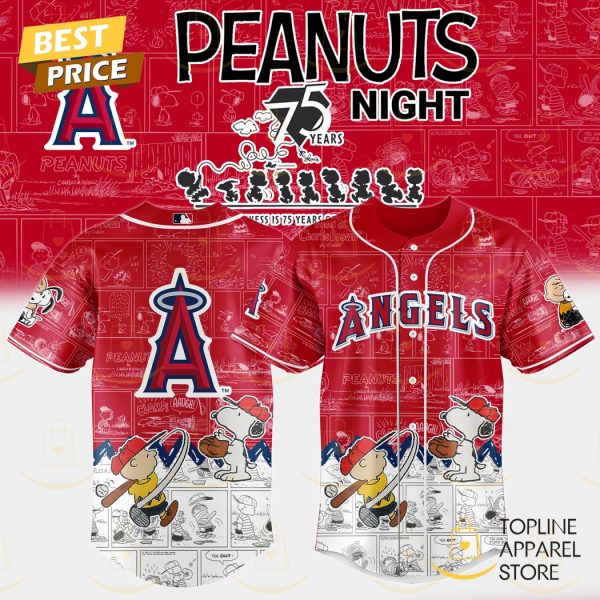 Los Angeles Angels x Peanuts Night 75 Years 2025 Baseball Jersey