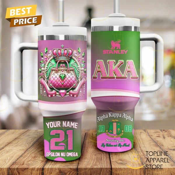 Personalized Alpha Kappa Alpha AKA Tumbler With Handle And Straw