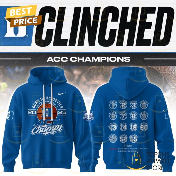 2025 ACC Champions Duke Blue Devils Men Basketball Hoodie – Blue