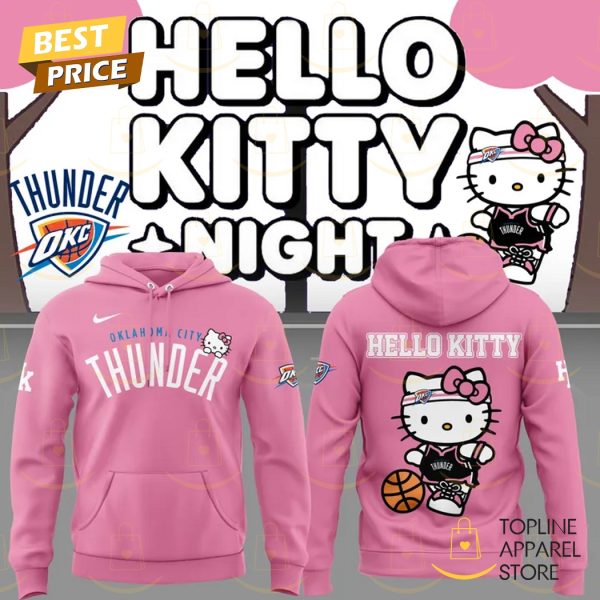 2025 Oklahoma City Thunder Basketball  x Hello Kitty Night Hoodie – Pink