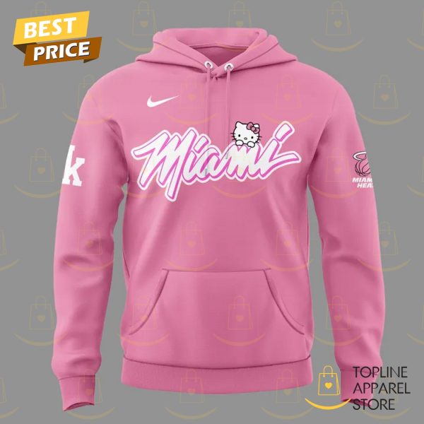 2025 Miami Heat Basketball  x Hello Kitty Night Hoodie – Pink