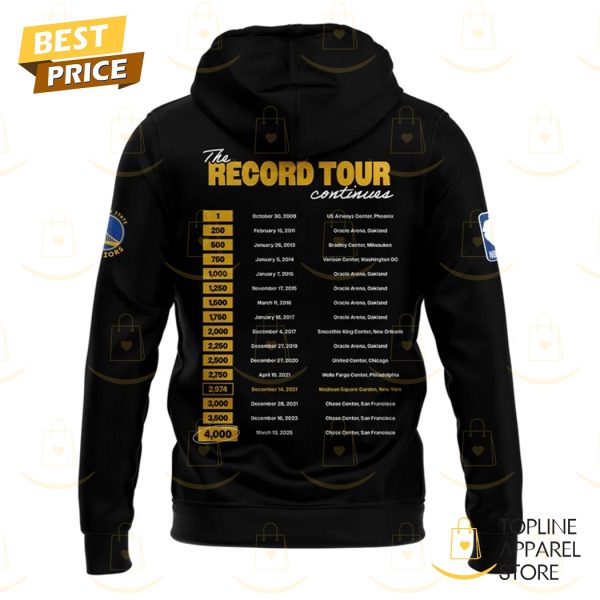 Stephen Curry Black Golden State Warriors 4000 Threes And Counting – The Record Tour Hoodie