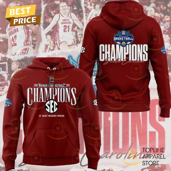 South Carolina Gamecocks 2025 SEC Womens Basketball Champions Hoodie – Red