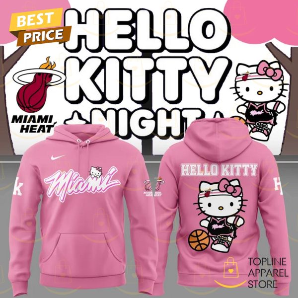 2025 Miami Heat Basketball  x Hello Kitty Night Hoodie – Pink