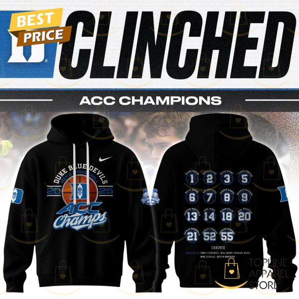 2025 ACC Champions Duke Blue Devils Men Basketball Hoodie