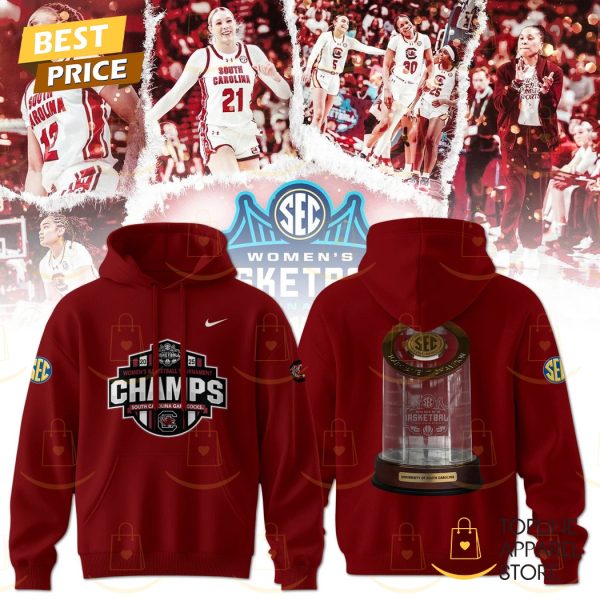 South Carolina Gamecocks SEC Womens Basketball Champions 2025 Hoodie – Red