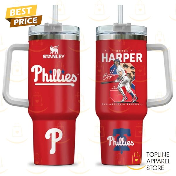 Philadelphia Phillies Bryce Harper Signature Tumbler With Handle And Straw