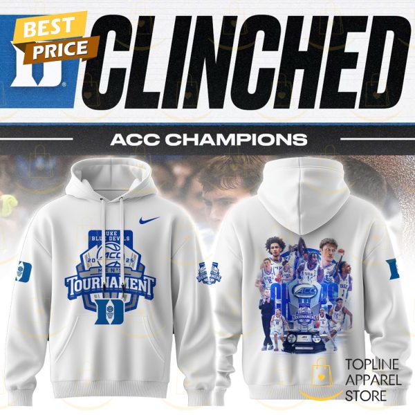 ACC Champions 2025 Duke Blue Devils Men Basketball Hoodie – White