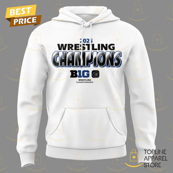 Penn State Nittany Lions 2025 Wrestling Big Ten Champions Hoodie – White